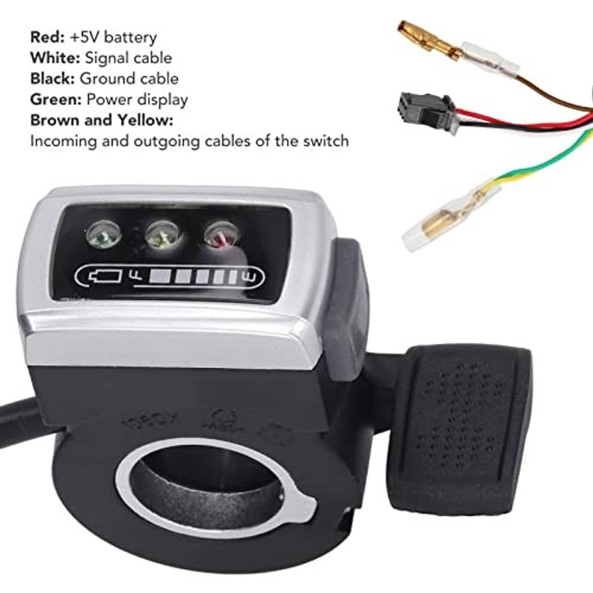 Electric throttle switch with wiring harness and black rubber thumb grip