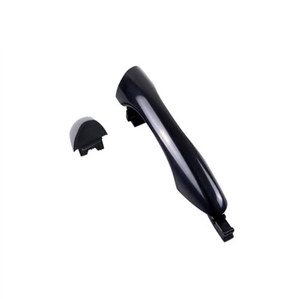 Black exterior door handle with separate mounting cover piece