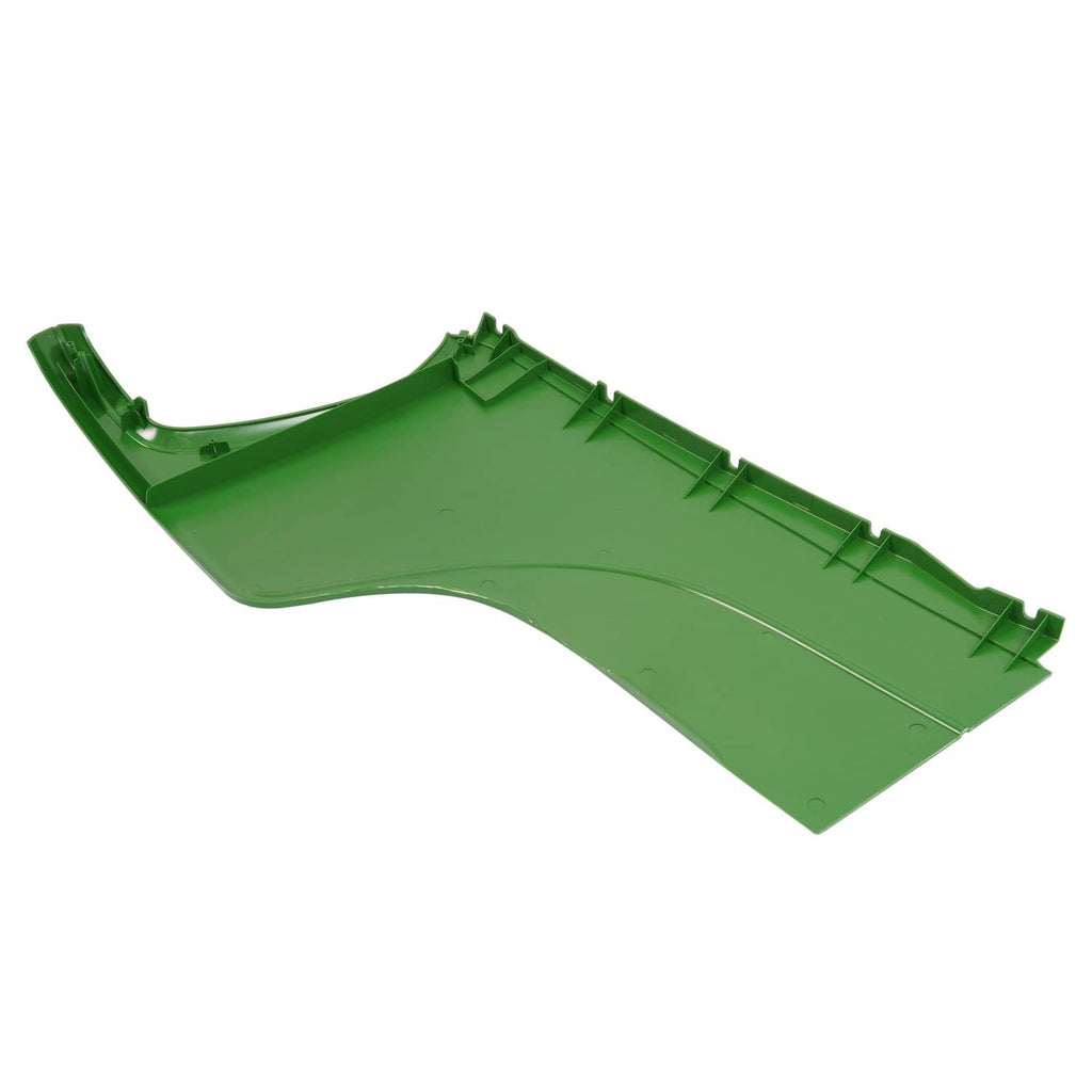 Green hood side panel with vented top edge and curved profile; right-hand section.