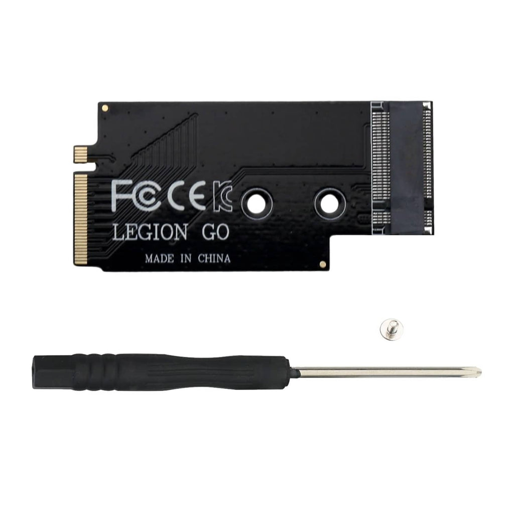 Black SSD adapter card with gold edge contacts and ribbon connector