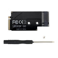 Black SSD adapter card with gold edge contacts and ribbon connector
