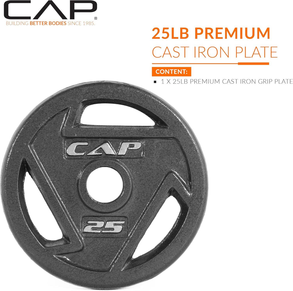 Black CAP weight plate marked 2.5 with three handgrip openings and center hole