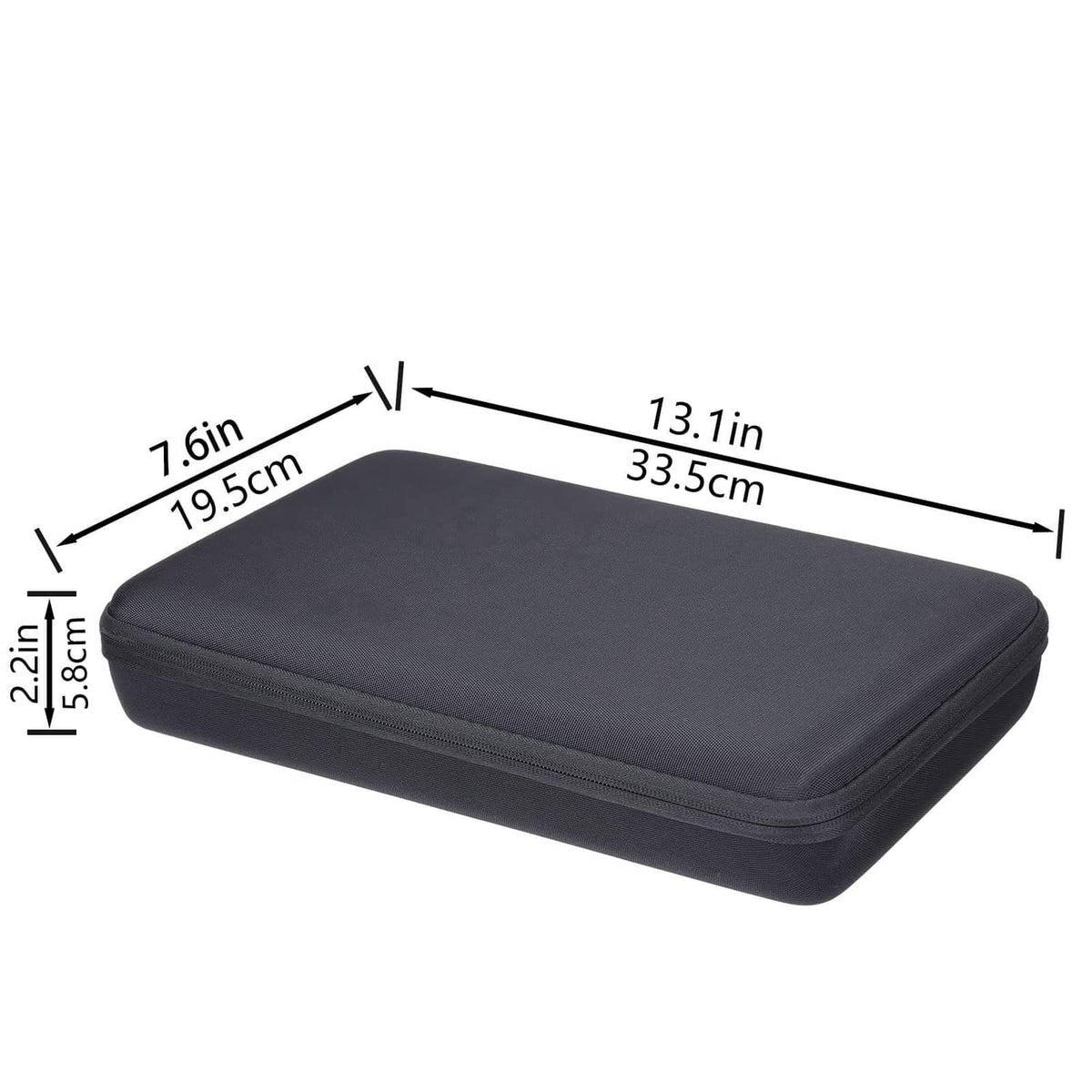 Compact hard keyboard case with padded dark-gray top and gray interior