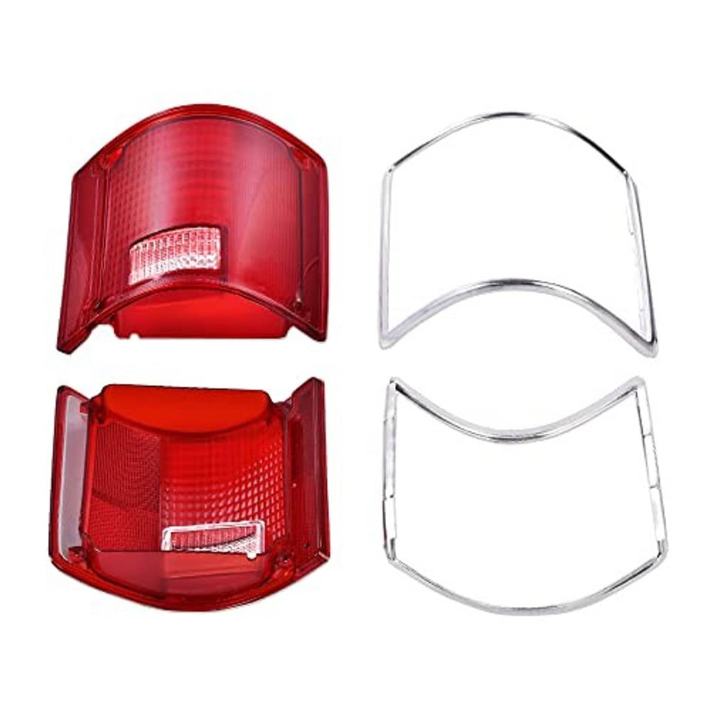 Tail light lens set with red covers, chrome bezels, and white rectangular reflector.