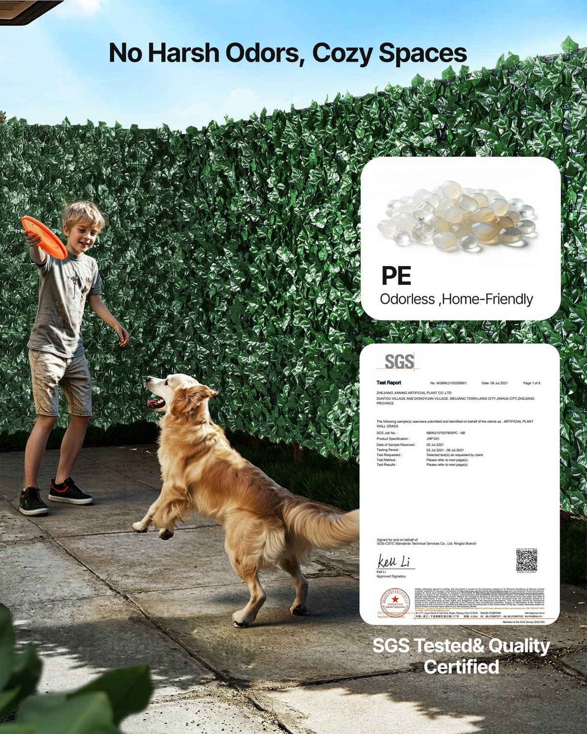 Artificial ivy leaf fence screen with green leaves on mesh backing for outdoor privacy