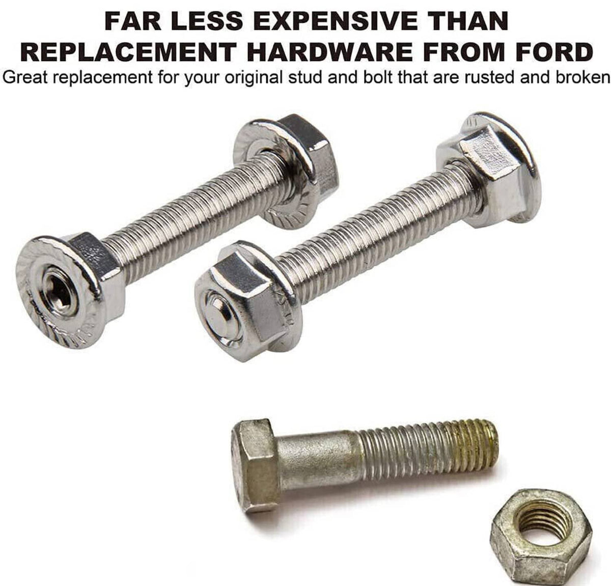 Stainless steel exhaust manifold studs with hex flange heads and hex nuts