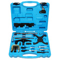Engine timing tool kit in blue plastic case with metal alignment tools