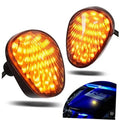 Smoked amber LED motorcycle flush-mount turn signal, oval lens, black housing
