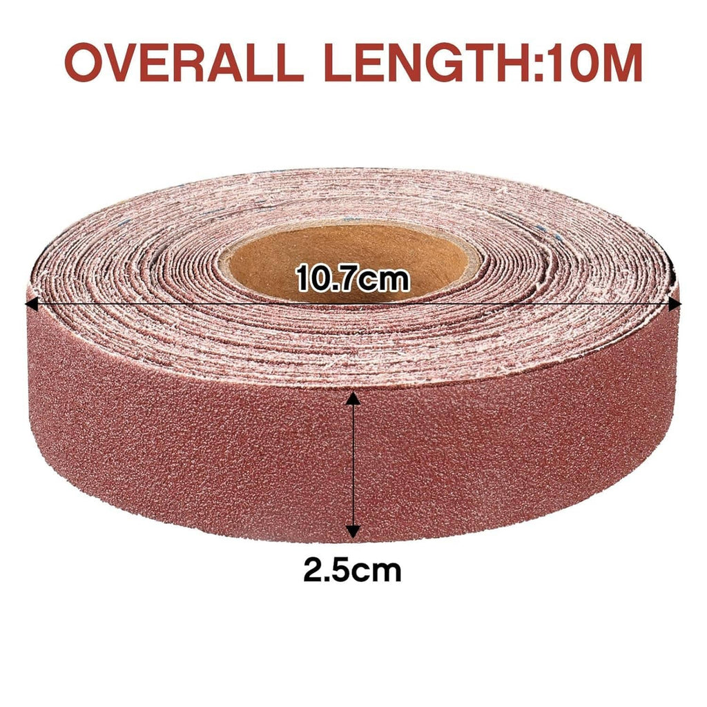 Red 240-grit emery cloth sandpaper roll, 2.5 cm width and 10 m length