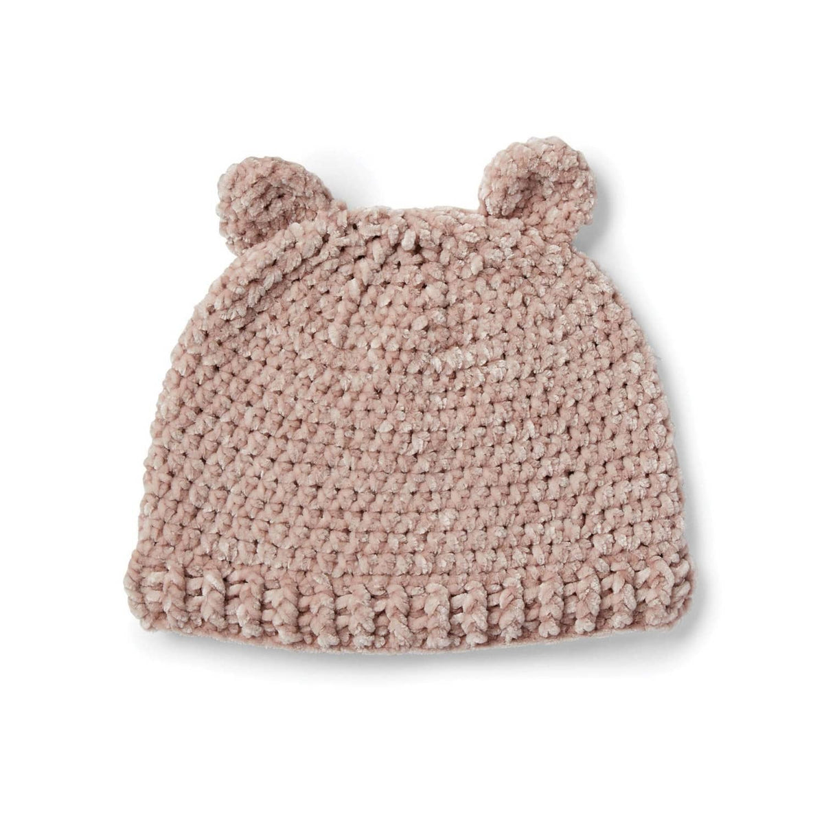 Blush pink knitted baby beanie with soft textured fabric