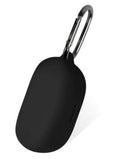 Black silicone earbud case cover with metal keyring loop