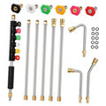 Pressure washer extension wand set with black handle and multicolor quick-connect nozzles