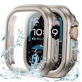 Waterproof case for Apple Watch screen, titanium color, orange side button