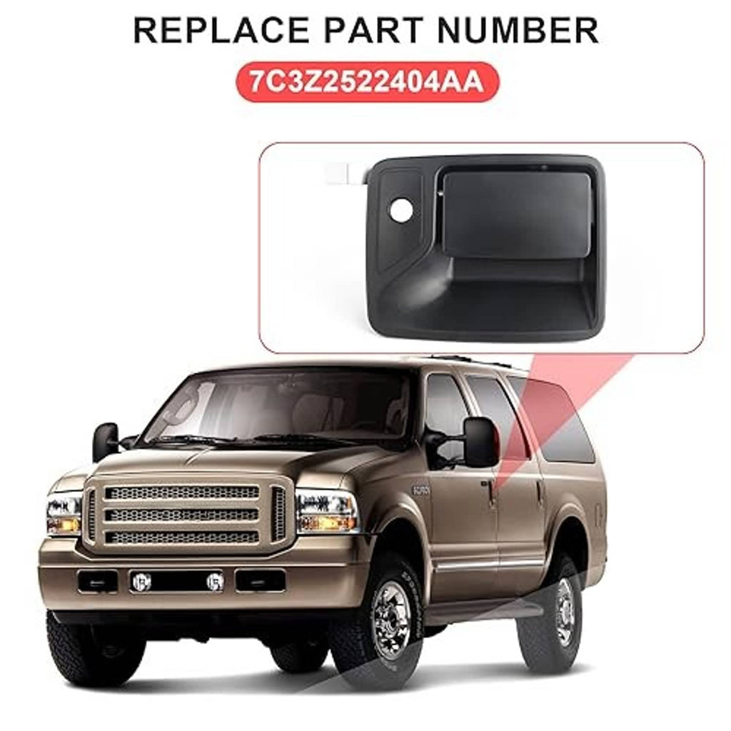 Black exterior door handle replacement with mounting hole and recessed grip cavity