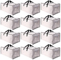 Set of 12 extra-large semi-transparent moving storage bags with black handles