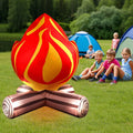 Inflatable campfire decoration with red-and-yellow flame and brown log base