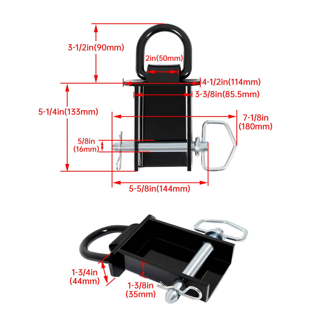 Black stake pocket with D-ring, release pin, and galvanized support bar for flatbeds