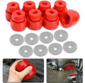 Silicone body cab mount bushing kit with red bushings and gray mounting washers