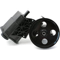 Power steering pump with pulley and reservoir, black housing and serpentine pulley