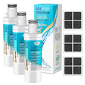 Refrigerator water filter set, three white cartridges with blue alkaline labels