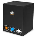 Black heavy-duty outdoor air conditioner unit cover with ZETTUM logo and corner panel
