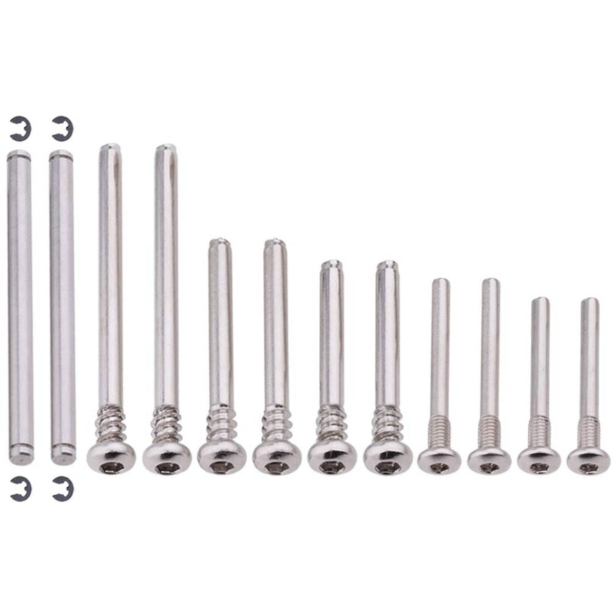 Silver RC suspension screw pins set with threaded shafts and ball-end screws