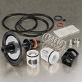 1-inch backflow preventer repair kit with black valve parts, orange stem, springs, and seals