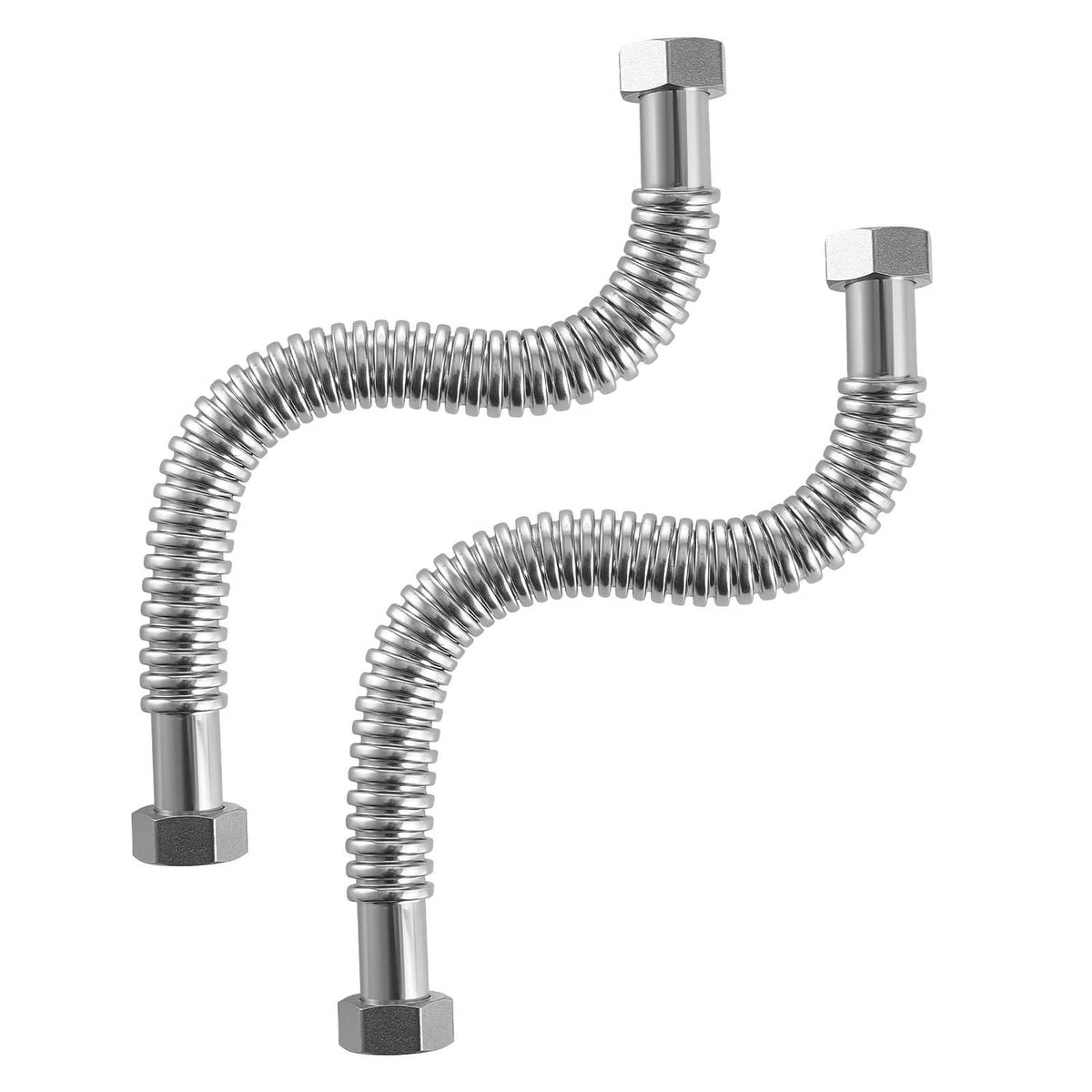 Uimoso 18-inch water heater flex connector kit, two L-shaped metal hoses