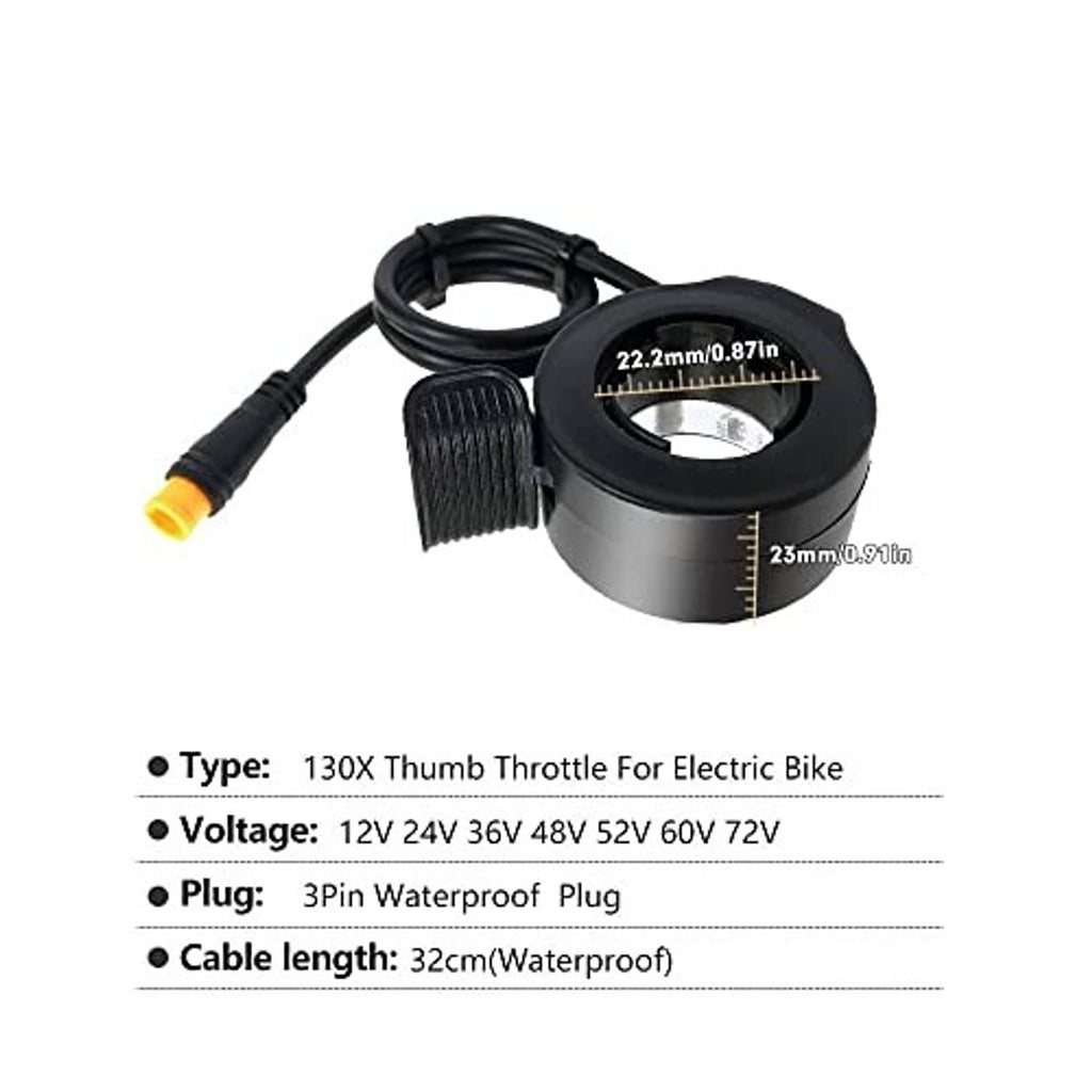 Thumb throttle with coiled cable and round housing; 22.2mm gauge marking