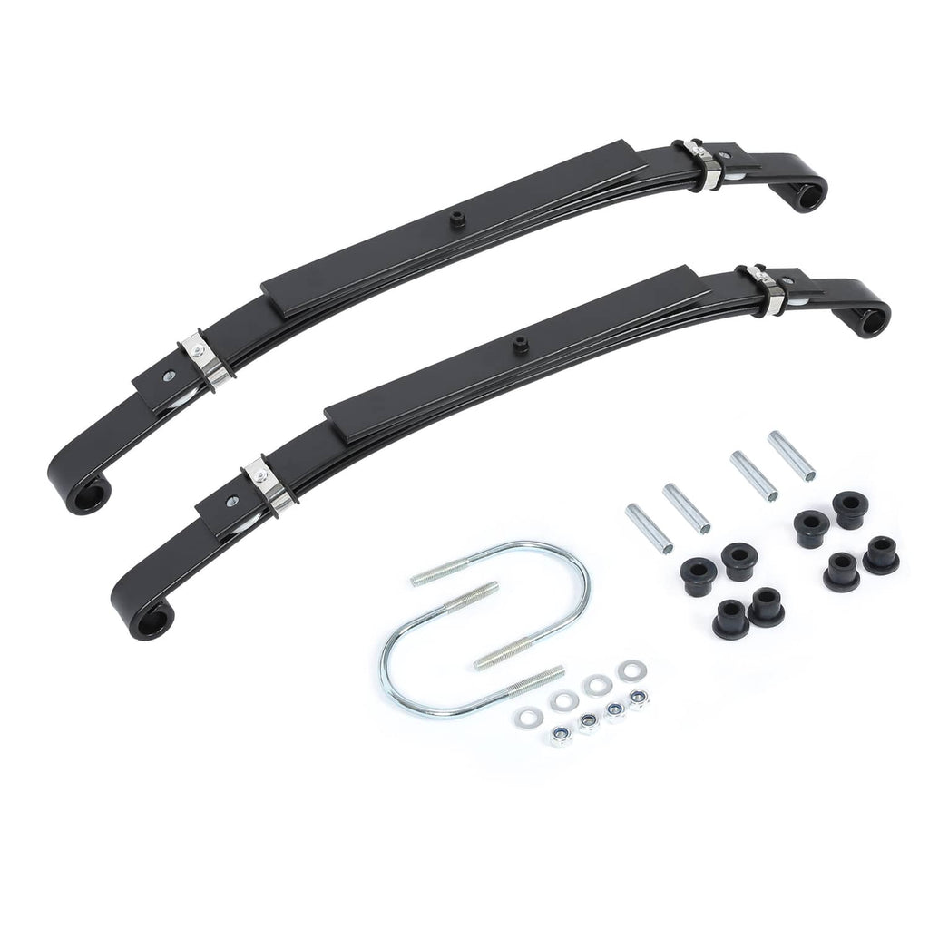 Golf cart A-arm lift kit pair with hardware and bushings, black steel and silver bolts