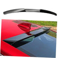 Glossy black rear roof lip spoiler wing, curved with raised center fin detail