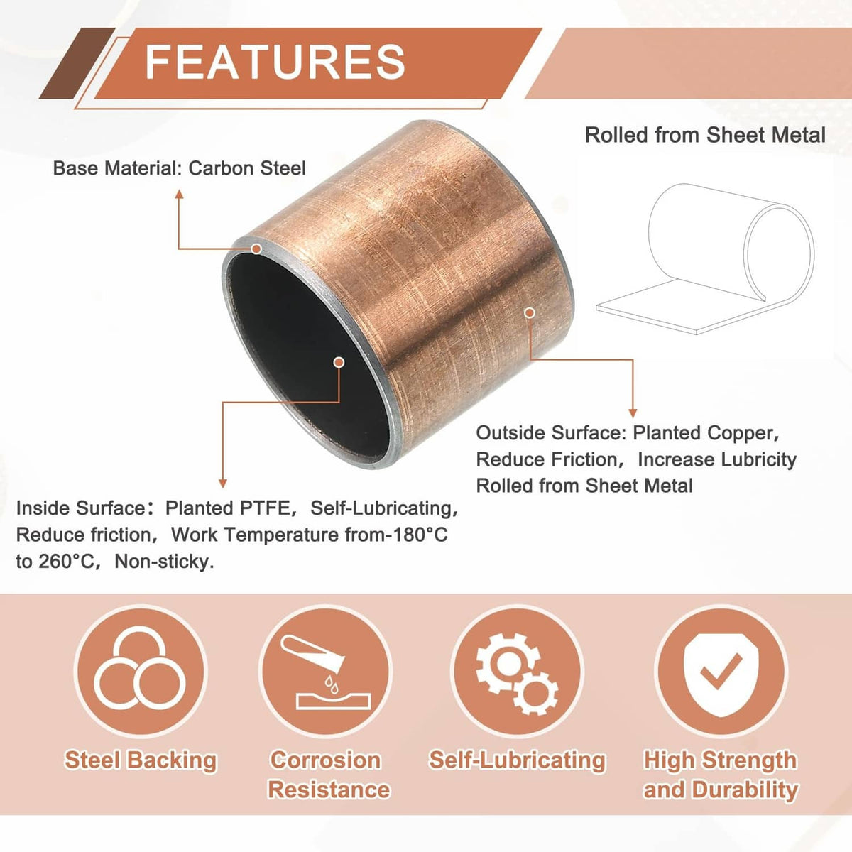 Brass sleeve bearing cutaway graphic showing black-lined inside bore