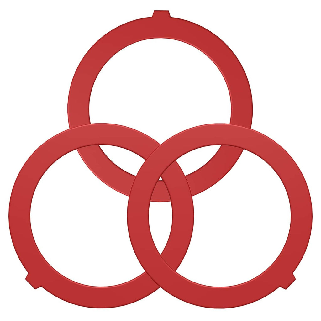 Red silicone flush valve seal rings, 3-pack with small tabs
