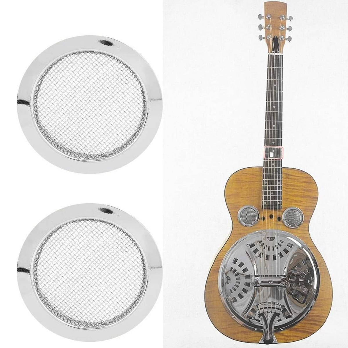 RivetOak 2 PCS Resonator Guitar Screen, Dobro Screen Gold, Silver