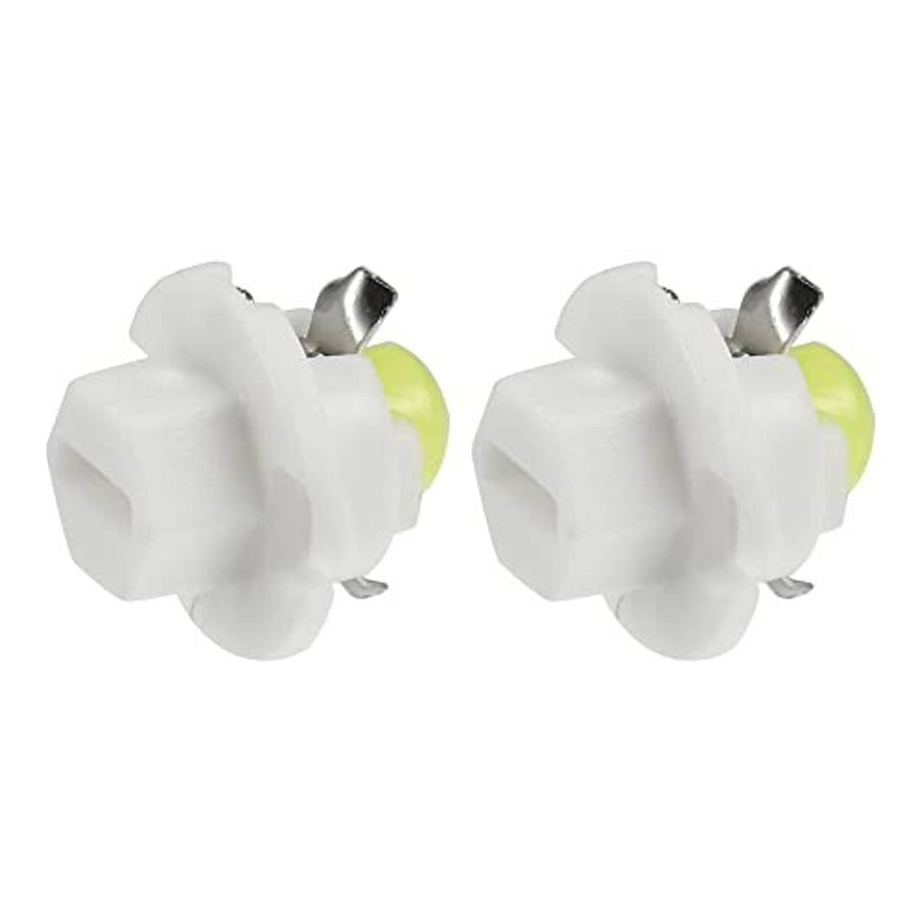 Two T5 LED dashboard bulbs with white plastic bases and metal mounting clips
