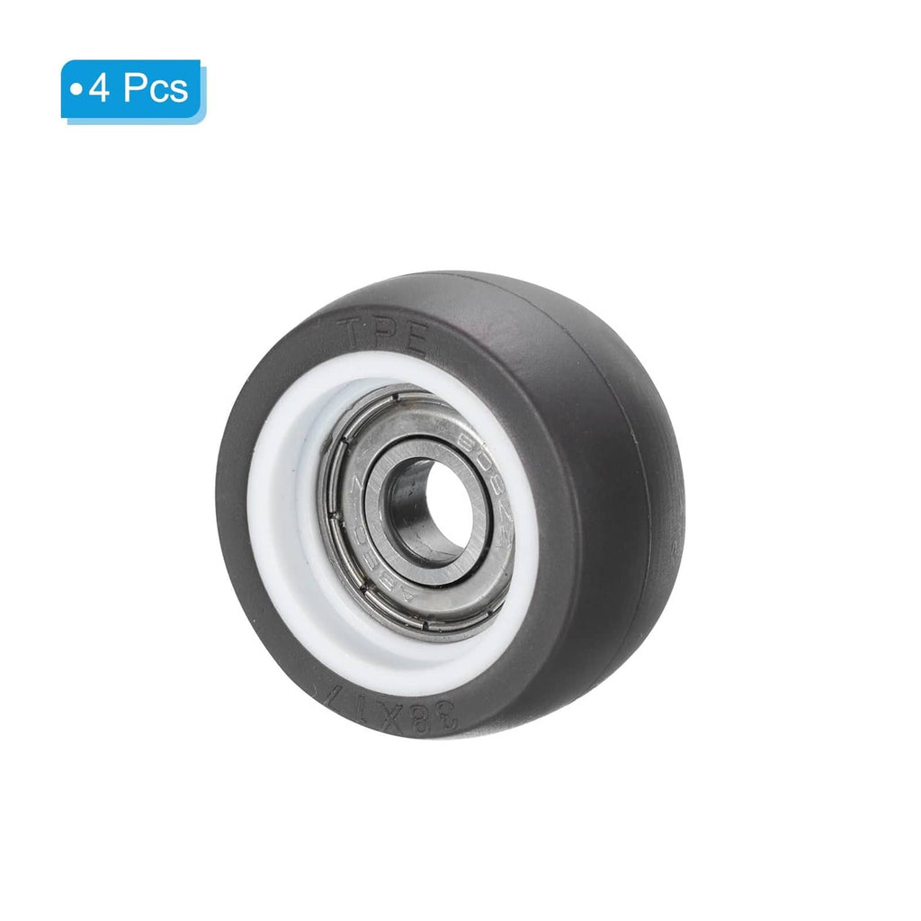 Single black TPE pulley wheel with 608zz bearing, 4 pcs set