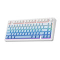 Blue gradient mechanical keyboard with white keycaps and round knob