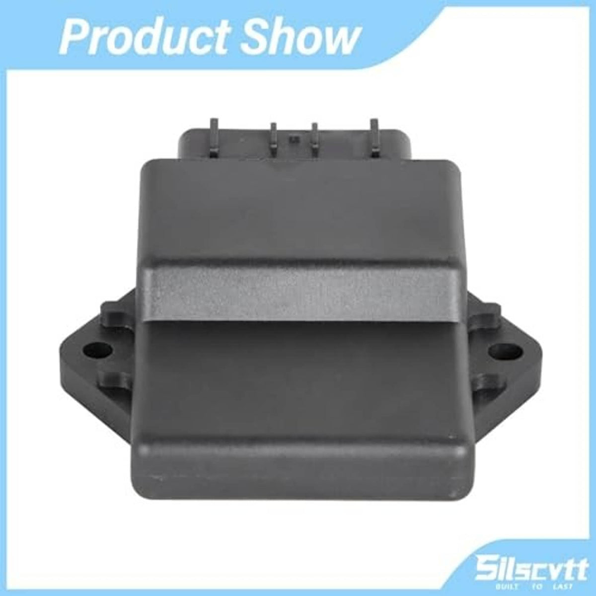 Black CDI ignition control module with top prongs and flat mounting base