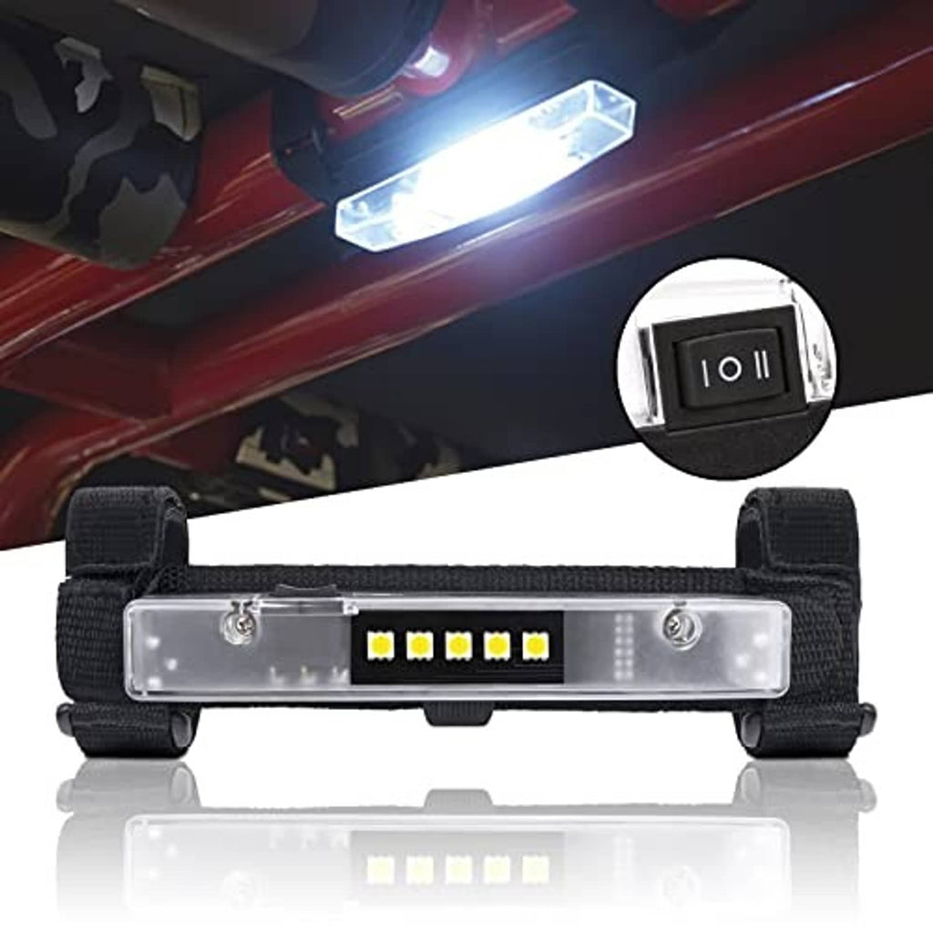 LED light bar with clear cover, 5 yellow LEDs, black Velcro straps and inline rocker switch