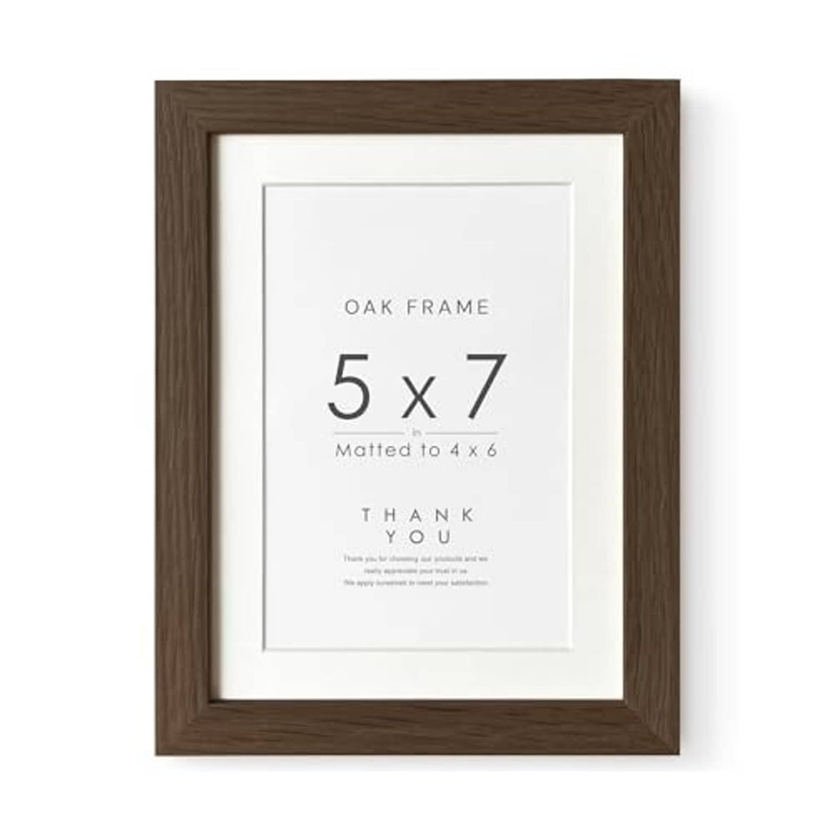 Walnut oak 5x7 photo frame with white mat and dark wood border