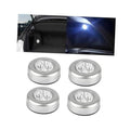 Set of four silver round LED dome puck lights with multi-LED lens