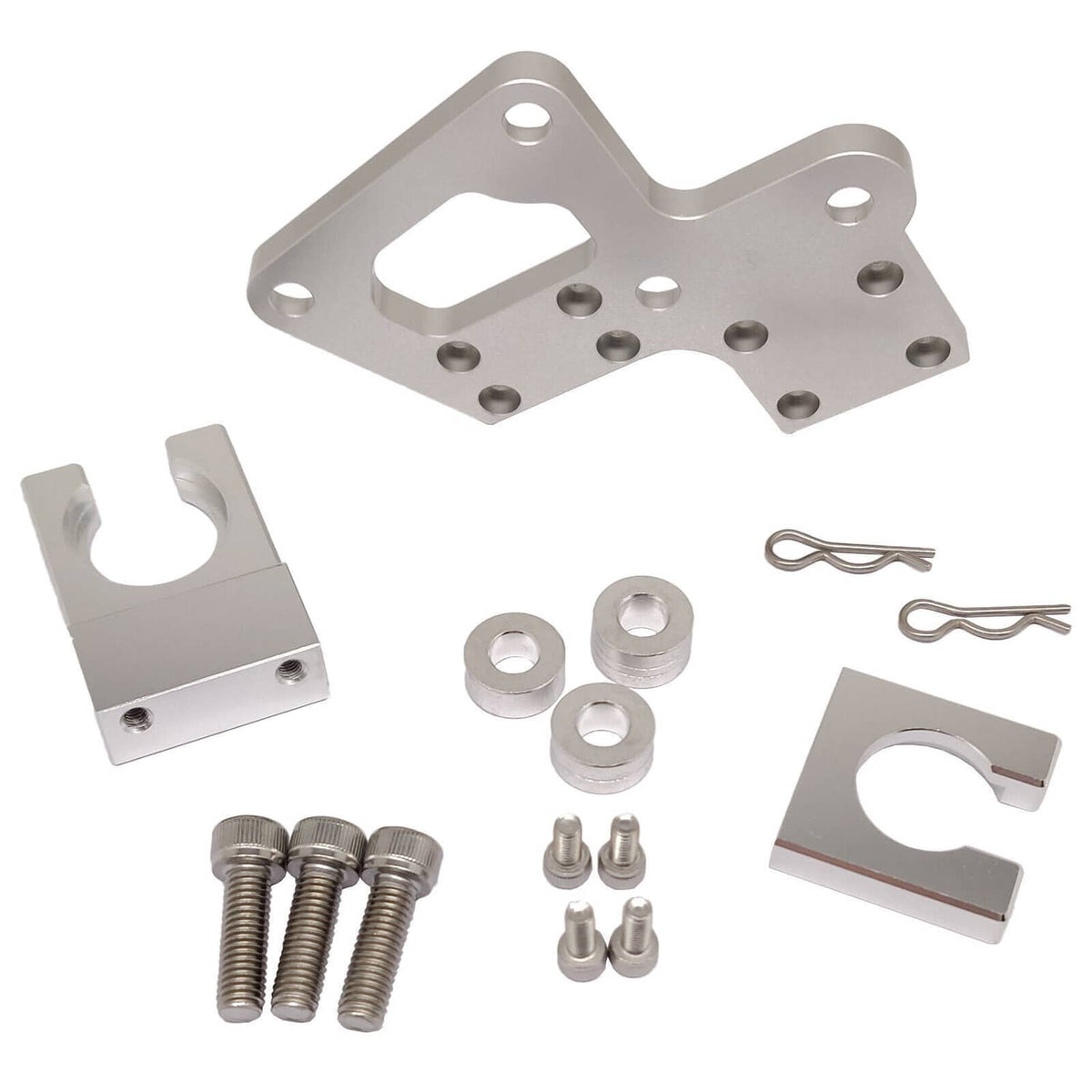 Trans shifter cable bracket and hardware set: mounts, spacers, bolts, and clips