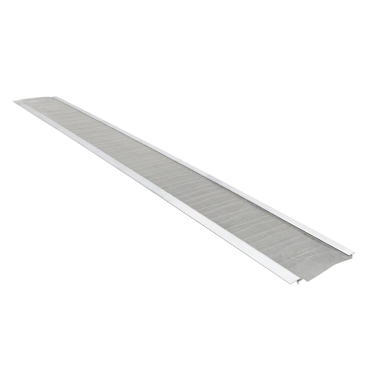 Long 5-inch gutter leaf guard cover, gray steel mesh with white metal side edges