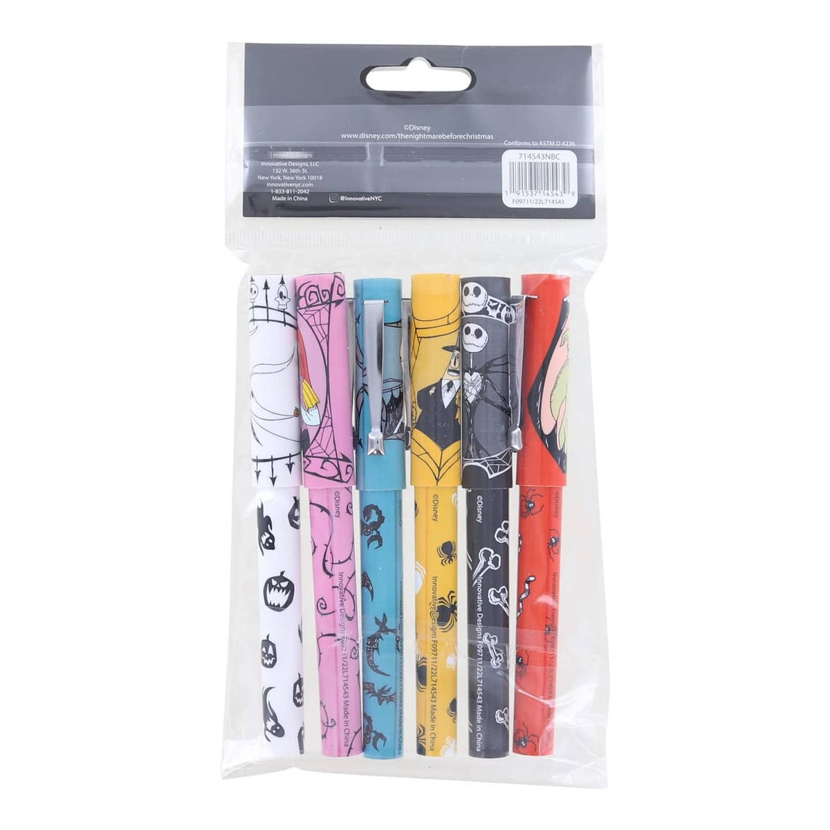 Disney Tim Burton 6-pack character pens, assorted colors with varied character patterns