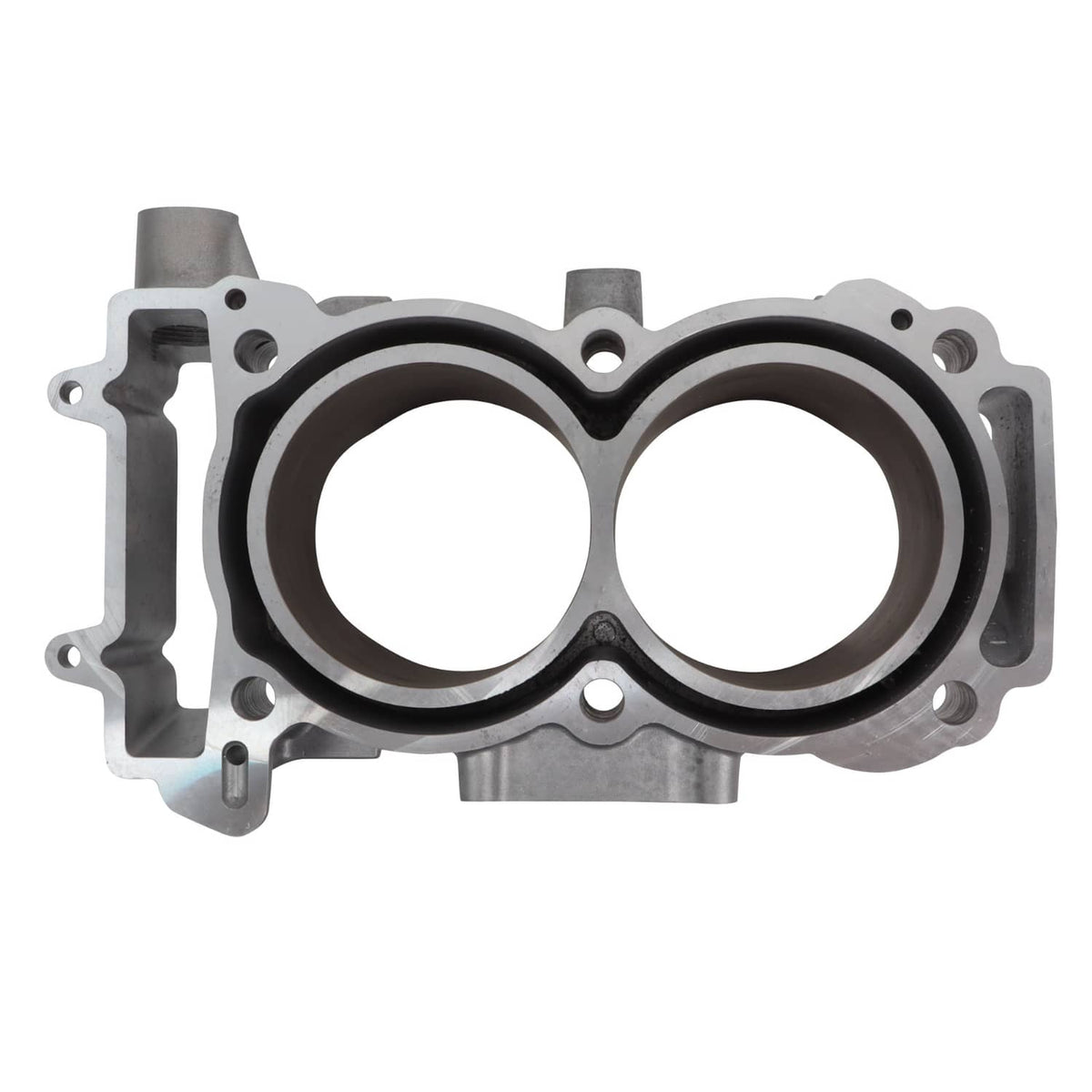 Cylinder block with two bores and gasket ring set, piston gasket kit