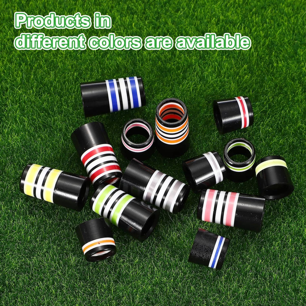 Golf ferrule caps with black base and red/white striped bands, mixed colors