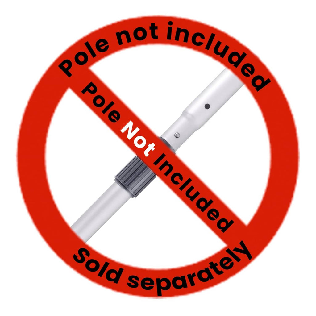 Pool leaf skimmer net shown without an included pole, with prohibition symbol.