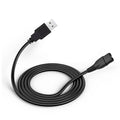 Black 5V USB charging cable with USB-A plug and barrel output connector