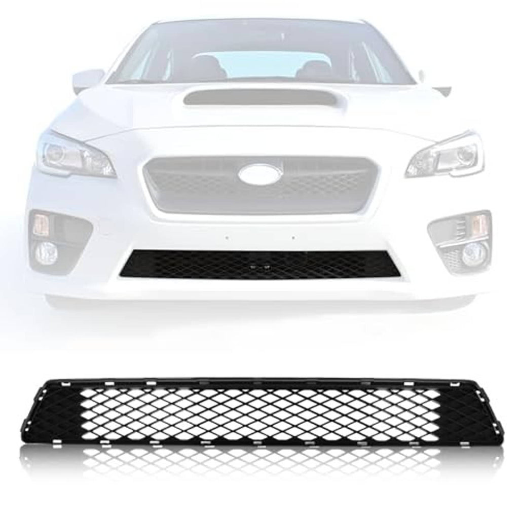 Black front bumper lower grille insert with diamond mesh opening and mounting clips