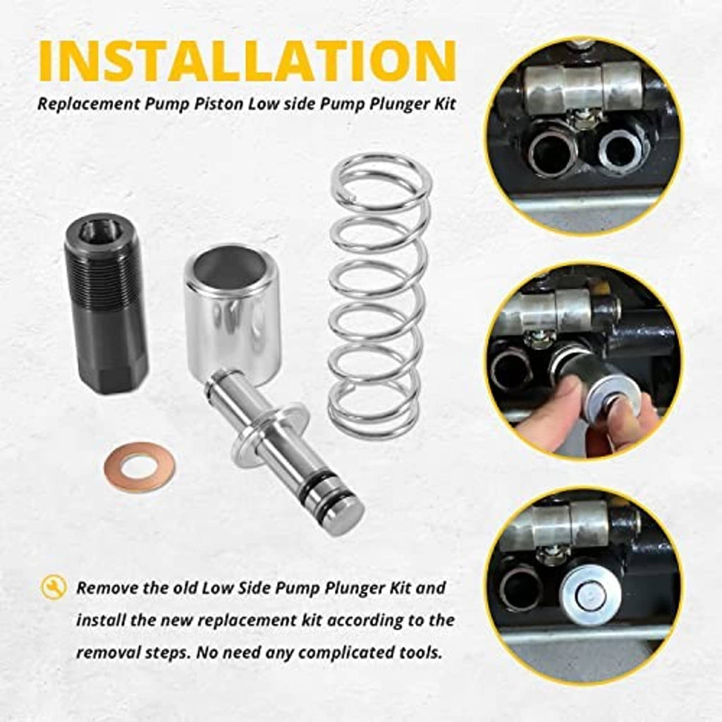 Replacement pump piston plunger kit: threaded cylinder, plunger, coil spring, gasket